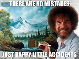 Bob Ross painting with a smile